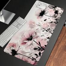 1pc Pink Floral Teal Mouse Pad Washable Boho Flowers Gaming Mousepad Non-Slip Rubber Base Mouse Pads For Office Laptop