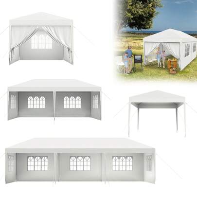 VA-Cerulean Pavilion, Anthracite/White, 3x3m / 3x6m / 3x9m - Party Tent Garden Pavilion With Side Walls, Festival Pavilion For Garden, Party, Wedding, Picnic, Market, Camping