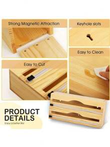 "12-Inch Wooden Wrap Organizer - Aluminum Foil & Plastic Wrap Dispenser For Kitchen Drawers, Space-Saving Storage For Cling Film & Wax Paper (Natural Wood, Easy Roll Access)" - Multicolor - View 6