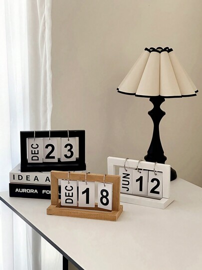 قطعة واحدة من التقويم الخشبي المنضدي اليومي الذي يتم قلبه، ديكور مكتبي إبداعي، لوازم مدرسية