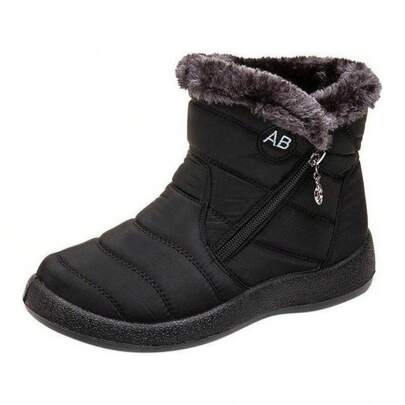 Botas de nieve a media pantorrilla para hombre con forro polar grueso y diseño antideslizante, adecuadas para esquiar al aire libre en la nieve invernal