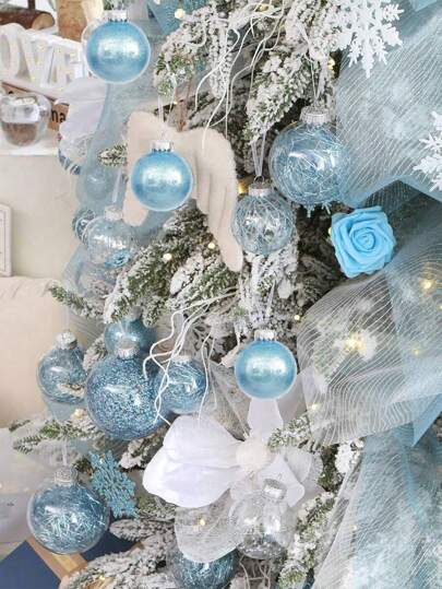6pcs 6cm Christmas Decorative Hanging Balls, Transparent PET Christmas Party Ornament Balls For Christmas Tree, Home, Indoor, Outdoor, Mall, Hotel, Cafe, Restaurant Decorations, Christmas Gift Set Birthday Home Decor Christmas Decorations Room Decor Winter