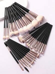 18-20-22-25-30 件套黑色和咖啡色化妆刷套装，优质合成毛眼影晕染刷套装，化妆工具，赠品，专业化妆刷，全套化妆工具 - 彩色 - 查看 16