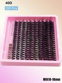 200 Peças Agrupamentos de Cílios Fofos 40D/60D/80D/100D/120D/160D/200D Cílios Grossos 5D 10-18mm Segmentados Falsos Cílios de Vison CC/C/D Encaracolados, Agrupamentos de Cílios, Cílios Individuais, Cílios, Cílios Falsos