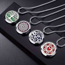 全新不锈钢香薰项链扩散器吊坠盒首饰生命之树香水精油扩散器项链开口盒吊坠项链不锈钢首饰