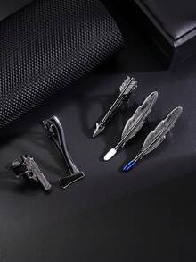 1 pieza Clip de corbata personalizado divertido y genial con diseño de pistola en color negro para hombres - Negro de pistola - Ver 1