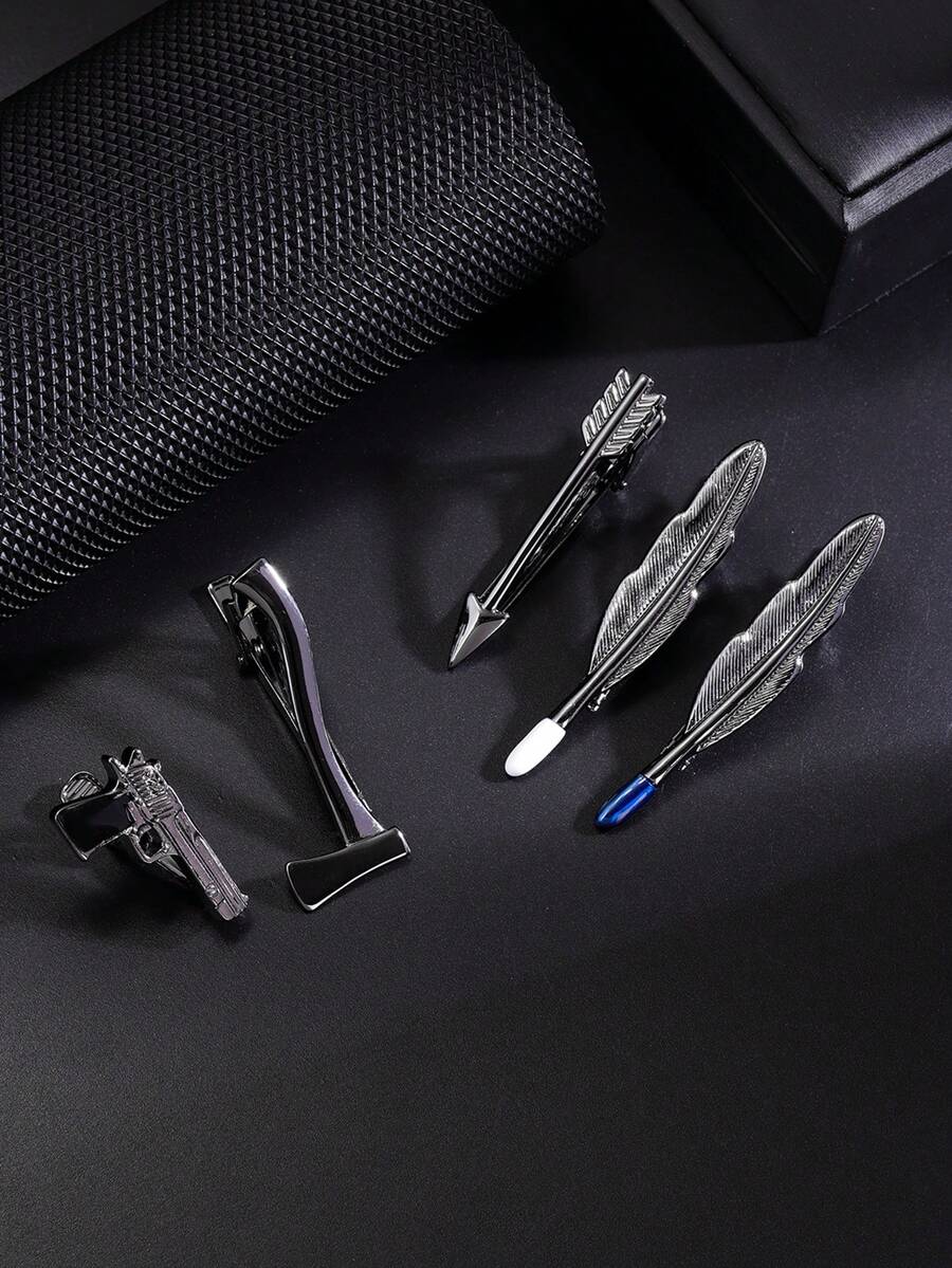 1 pieza Clip de corbata personalizado divertido y genial con diseño de pistola en color negro para hombres - Negro de pistola - Ver 1