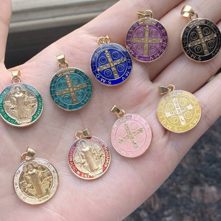 Set de 20 colgantes con Charm de aleación de zinc de San Benito para hacer collares y pulseras DIY - encantos - Ver 1