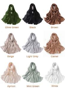 1pc Sparkling Metallic Women Hijab Minimalist Shawl Scarf Solid Color Scarf Women Wrap Accessories Women Abaya Accessories Veiled Clothes