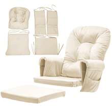 Soft Glider Rocking Chair Cushions Velvet Cotton Ottoman Replacement Pad Set With Storage Pockets - 米色 - 查看 2
