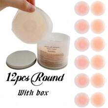 12 件套女士乳头贴套装 - 粘性硅胶乳头贴、可重复使用透气硅胶乳头贴、无肩带隐形自粘式防凸乳头贴垫、无痕自粘式蛋糕乳头贴、女士内衣及内衣配件