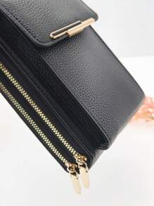 Geantă Messenger Un portofel pentru telefon mobil cu fermoar cu două straturi de capacitate mare multifuncțională, imagine moale simplă și delicioasă la modă, vacanță liberă, întâlniri