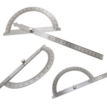 Angle Measuring Instrument Stainless Steel Protractor 0-180 Degree Rotary Arm Measuring Ruler Woodworking Degree Protractor(15cm)1pc - Silver - View 1
