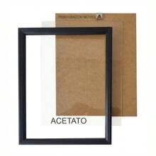 Kit com 5 molduras A4 com acetato 21x30cm - Preto - Visão 2