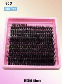 200 Peças Agrupamentos de Cílios Fofos 40D/60D/80D/100D/120D/160D/200D Cílios Grossos 5D 10-18mm Segmentados Falsos Cílios de Vison CC/C/D Encaracolados, Agrupamentos de Cílios, Cílios Individuais, Cílios, Cílios Falsos
