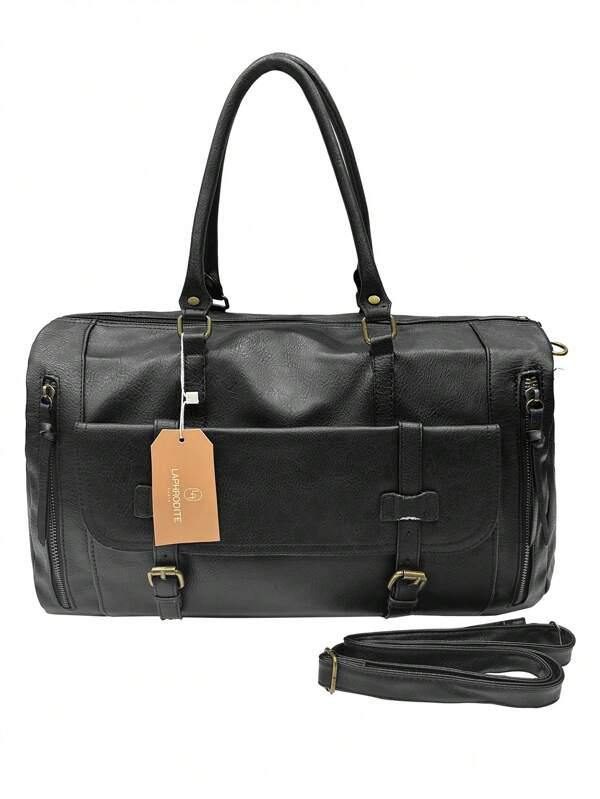 MILANO Travel Bags Pu Leather Minimalist Quiet Luxury Fashionable Business Casual Solid Color  High Capacity Large For Work Travel Dating Duffel Bags Boston Bags Retro Vintage  High Quality Large Capacity 49cm*17 Cm *26cm