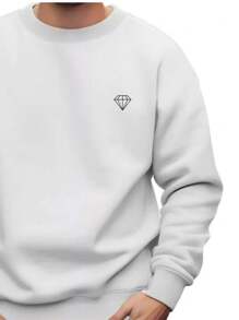 Men's Cold Blouse Diamond Sweater Basic Flannel Coat For Everyday Life - trắng - Xem 2