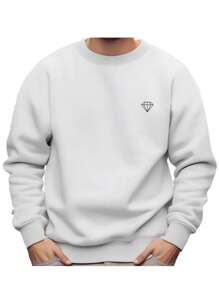 Men's Cold Blouse Diamond Sweater Basic Flannel Coat For Everyday Life - trắng - Xem 1