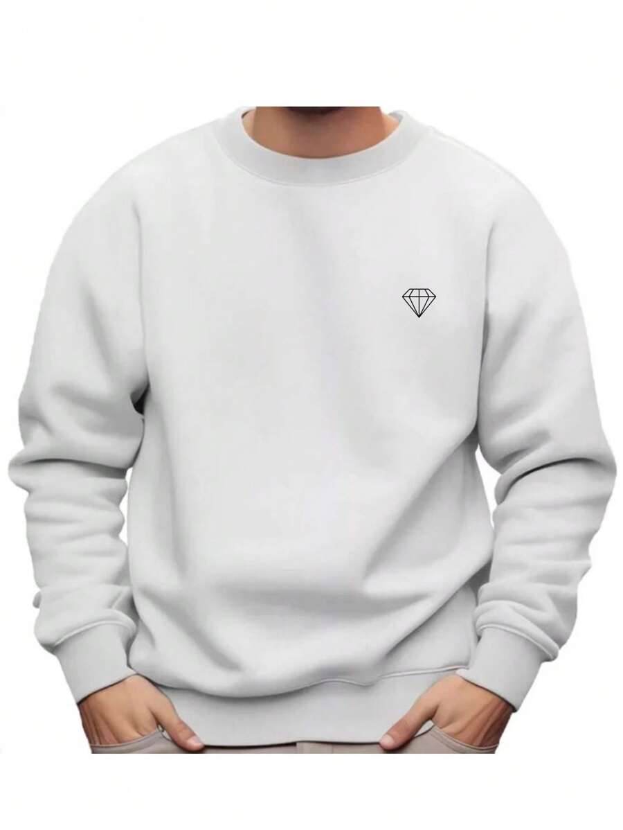 Men's Cold Blouse Diamond Sweater Basic Flannel Coat For Everyday Life - trắng - Xem 1