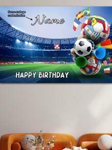 1 Stück individuell bedrucktes Fußball/Fußball-Themenhintergrund Banner mit Namentext, Partydekoration, Fotohintergrund - Verschiedenfarbig - Übersicht 20