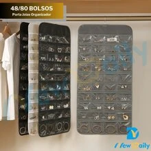 48/80 Pocket Jewelry Holder Jewelry Organizer Large Jewelry Organizer Canvas Jewelry Storage Bag ND-14/ND-15 - 黑色 - 查看 5