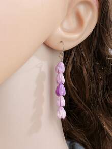 1 Pair Handmade Resin Hawaiian Style Jasmine Flower Dangle Earrings, Thanksgiving Christmas Gift - Multicolor - View 9