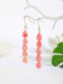 1 Pair Handmade Resin Hawaiian Style Jasmine Flower Dangle Earrings, Thanksgiving Christmas Gift - Multicolor - View 3