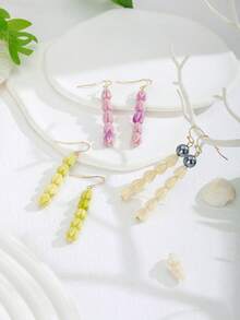 1 Pair Handmade Resin Hawaiian Style Jasmine Flower Dangle Earrings, Thanksgiving Christmas Gift - Multicolor - View 5