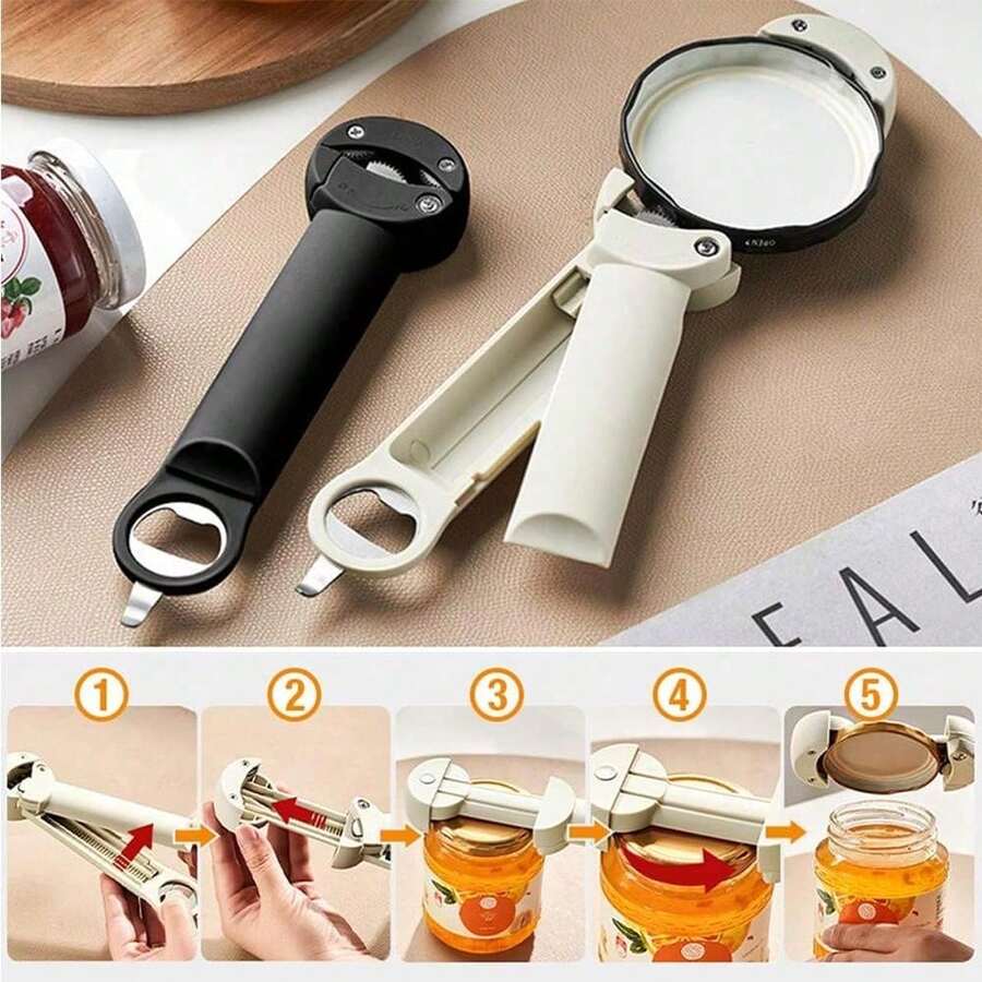 1 件三合一多功能可调节开罐器、伸缩开瓶器、手动开瓶器、适用于啤酒/罐头/饮料/鸡尾酒的实用厨房小工具、适用于聚会、派对、生日的便捷储物盒 - 彩色 - 查看 1