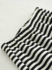 2 件套年轻女孩条纹水手领长袖宽松裤装，春秋季