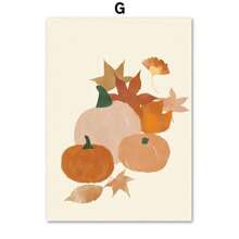 1 pieza Carteles de otoño con citas, hojas de otoño y calabaza, impresiones de arte de pared para sala de estar, pintura en lienzo para decoración del hogar - Multicolor - Ver 29