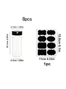 16入組塑料調味瓶和貼紙套裝現代廚房調味瓶和貼紙套裝
