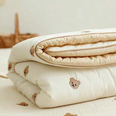 Korean Ins Style Toddler Preschool Nap Blanket, Embroidered Soybean Fiber All Season Use Warm Quilt Love Valentine