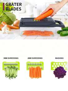 17 PCS Hand Multifunctional Fruit & Vegetable Tools Slicer Mini Food Chopper Vegetable Slicer Kitchen Accessories  Veggie Slicer - Gray and Black - View 3