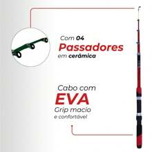 Vara de Pesca Telescópica 1,7m Para Molinete Com Proteção e Passadores Resistentes
