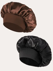 Awegeo 1/2/4/6/8 Piezas Gorro de mujer de unicolor de satén, gorro de dormir casual y cómodo