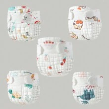 5 pièces Couches lavables pour bébé avec tampon anti-fuite, convenant aux nouveau-nés et nourrissons pour toutes les saisons. Cadeaux de décoration pour la fête de naissance en famille