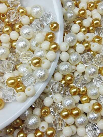 Alice's affection Aprox. 380 peças Blend Mix Perola Miçanga Leitosa Cristais Pedraria para brincos tiaras artesanatos Colares bijuterias Diy