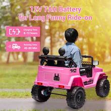 Dazone 12V Kids Ride On Truck Car Off-Road With Parents Remote Control, 12V Battery Powered Electric 2-Seater Kids Ride On SUV Car Vehicle, Spring Suspension, LED Lights, Bluetooth, 2 Speeds, Music, Horn, Electric Car For Kids - Hồng - Xem 4