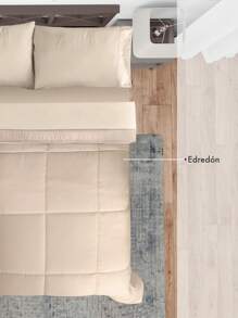 Edredón Duvet Matrimonial Dos Vistas Suave Acolchonado - Beis - Ver 5