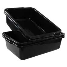Anbers 4 Packs 35 L Commercial Bus Tubs Box/Tote Box, Plastic Utility Basin Tub, Black - Black - View 10