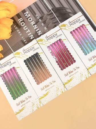 6pcs Ombre Drip Painted Gold-Tone Birthday Party Cake Candles