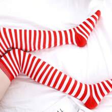 Women Over The Knee Socks - Rojo y blanco - Ver 3