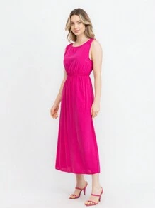 Simple Comfortable Ambient Cotton Dress - Màu Hồng Tươi - Xem 3