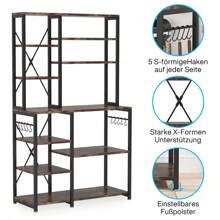 Tribesigns Kitchen 170CM Tall Baker's Rack, 5-Tier+6-Tier Kitchen Utility Storage Shelf Table With 10 S-Shaped Hooks And Metal Frame, Display Shelf - Black - View 3