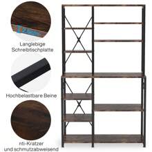 Tribesigns Kitchen 170CM Tall Baker's Rack, 5-Tier+6-Tier Kitchen Utility Storage Shelf Table With 10 S-Shaped Hooks And Metal Frame, Display Shelf - Black - View 2