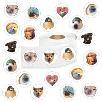 500pcs/Roll Cute Dog Stickers, 1-Inch Cartoon Aesthetic Label Stickers Roll With 10 Patterns, Self-Adhesive Sealing Stationery Stickers For Scrapbooking, Children Gifts, Teen Party Supplies, Encouragement Motivation Puppy Vacation Stickers,Decals,Motivation Stickers,Sticker Sheets,White Stickers Aesthetic,Adhesive,Dog Stickers Cartoon,Girl Stocking Stuffers Teen,Funny Work Stickers