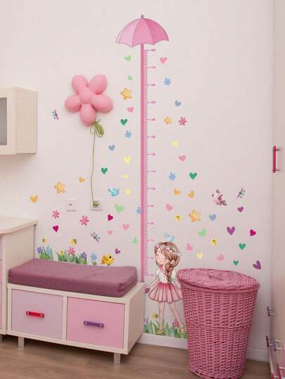 مجموعة من قطعتين ملصق ارتفاع حائط لفتاة وردية مع مظلة، لاصق ذاتي للجدران في غرفة المعيشة والنوم، ديكور خلفية الجدران، ملصقات، ملصق جداري، ملصق فينيل لديكورات المنزل، عناصر ديكور الربيع لتجديد منزلك، ملصقات ديكور رامة هدايا عيد الميلاد والتخرج