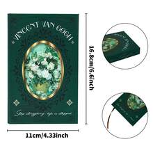 1 件欧式风格艺术笔记本，中世纪艺术花卉主题创意油画工作办公笔记本，可作为返校礼物，记录生活，旅行日记 - 綠色 - 查看 2