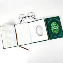 1 件欧式风格艺术笔记本，中世纪艺术花卉主题创意油画工作办公笔记本，可作为返校礼物，记录生活，旅行日记 - 綠色 - 查看 4